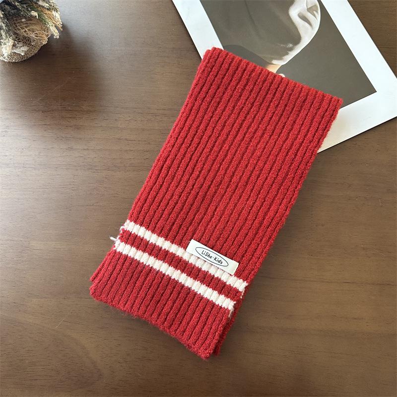 Korean Unisex Striped Knit Scarf - High-End Autumn/Winter Style for Children