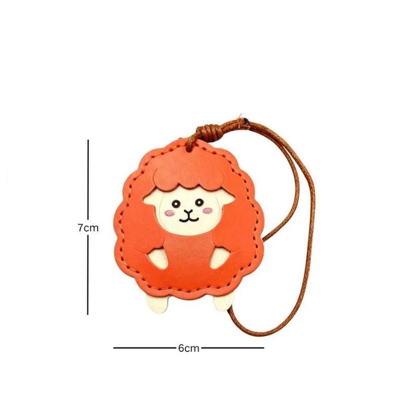 Cute Cartoon PU Leather Lamb Keychain Animal Key Ring Portable Bag Hanging Charm for Backpack Handbag Valentine Gifts