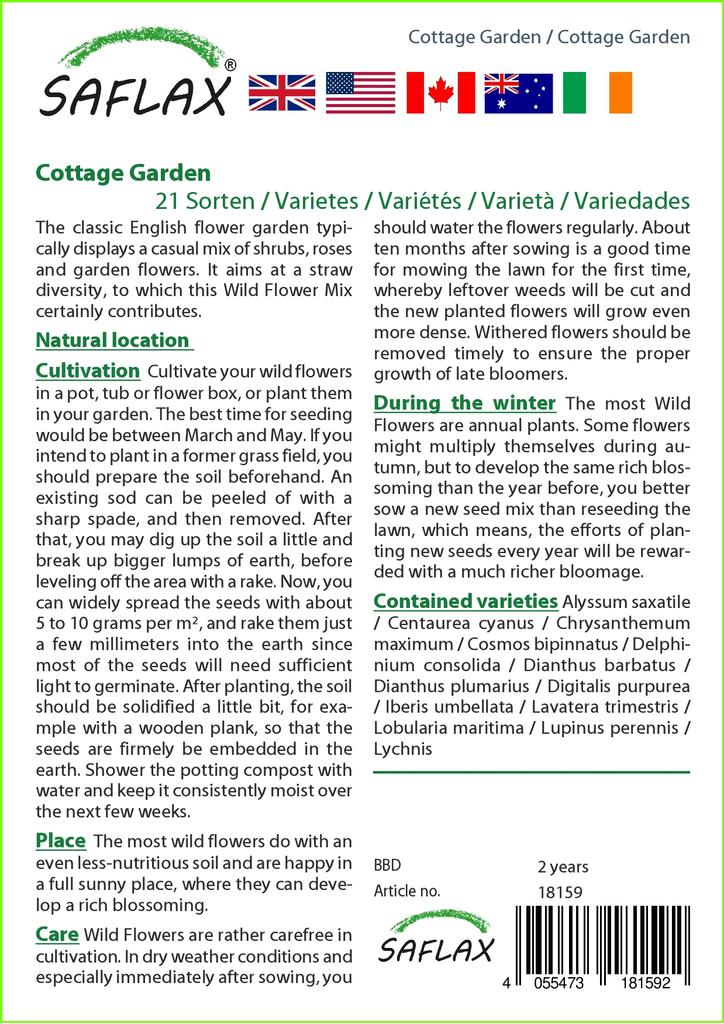 SAFLAX Cottage Garden - 1000 de semințe - 21 Mix de flori sălbatice