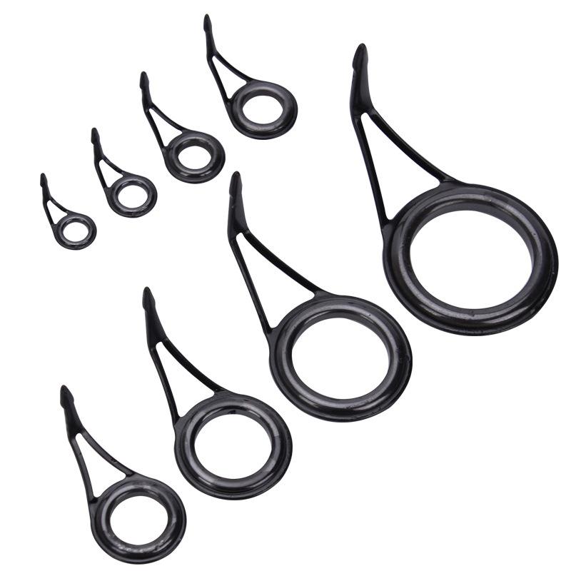 8Pcs Fishing Rod Guide Ceramic Rings High Carbon Steel Oval Top 6-30mm Pole Repair Kit Replacement Set Fishing Gear Accessories