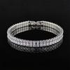 New Luxury Princess Cut 17cm Silver Color on Hand Bracelet Bangle for Women Anniversary Gift Jewelry S5776