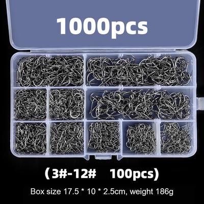 1000pcs/Box Fishing Hooks Set High Carbon Steel Sharp Durable Barbed Fishhook Rock Fishing Equipment Gear Tackle