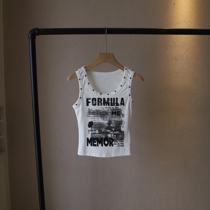 

[Женская майка без рукавов в американском ретро-стиле 2025 с принтом букв] One Size