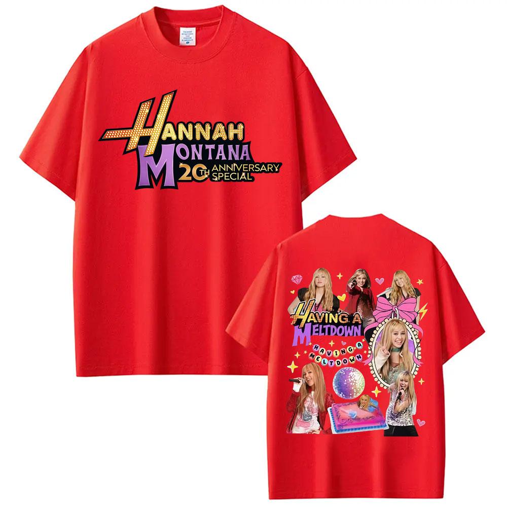 

Pop Star Hannah Montana 20Th Anniversary Logo T Shirts Men Women Fashion Hip Hop Vintage Casual High Quality Tshirts Streetwear S