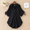 Mid-length Short Sleeved Chiffon Shirt Female Summer Large Size Loose Waist Chiffon Shirt Top Female