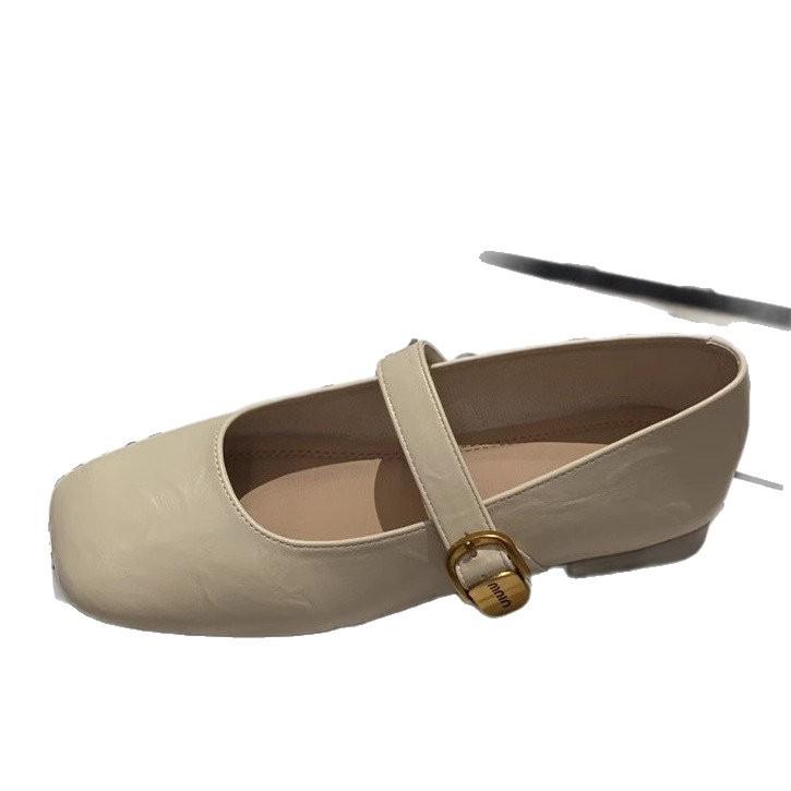 Soft Leather Version Square Head Versatile French Small Leather Shoes Women's 2025 New Spring and Summer Flat Bottom Retro Soft Sole Mary Jane Single