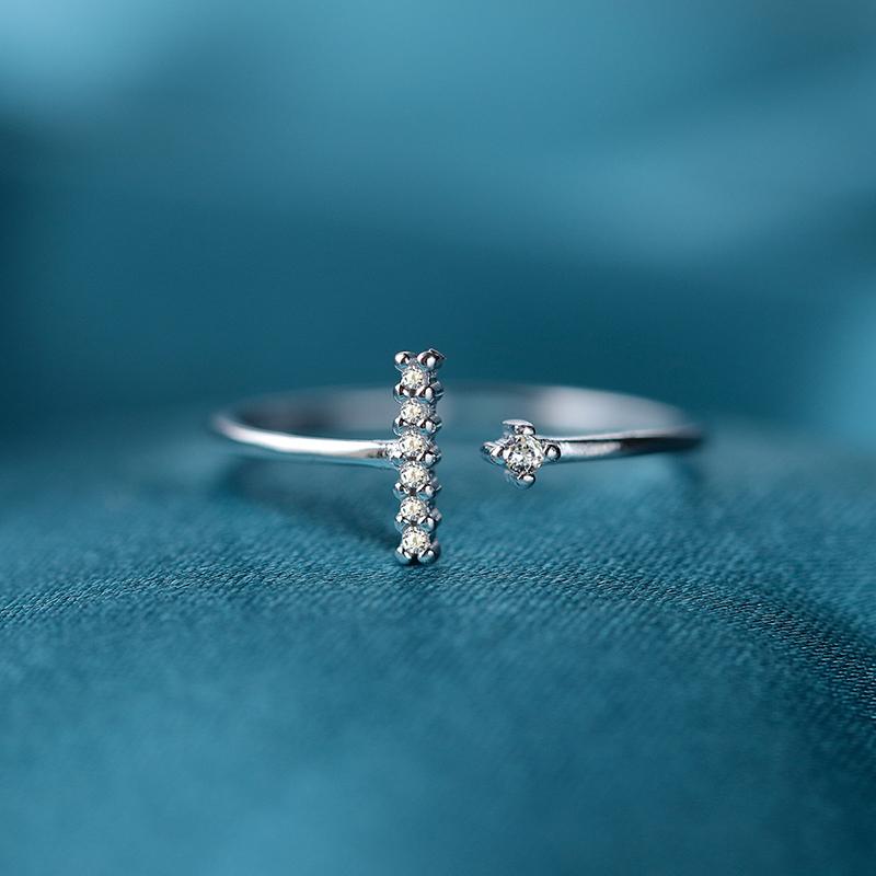 Creative Versatile S925 Silver Rings for Women Open Adjustable RingSterling Silver Engagement Rings Zircon Rings