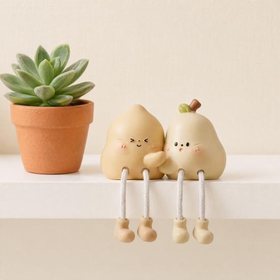 Pear Shape Ornament, Cute with Long-Leg Design Figurine, Resin Healing Table Decoration, for Home Bedroom Entrance