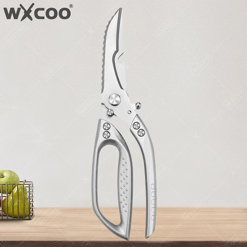 WXCOO Kitchen Scissors Multi-Purpose Scissors Stainless Steel Shears with Non-Slip Grip Use for Poultry Meat Bones BBQ