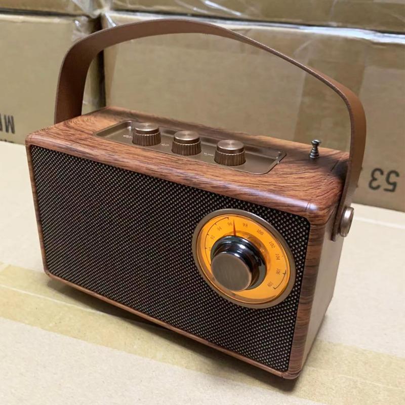 Vintage Wooden Bluetooth Speaker FM Radio Portable Retro Audio Player with Antenna TF Card/USB Support HIFI Sound for Home