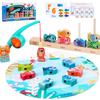 Baby Magnetfischen Multifunktional Montessori Holzspielzeug Vorschule Frühe Bildung Farbe Stapeln Zahl Zählen Bausteine Set