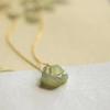 Hollow Carved Flower Shaped Pendant Necklace Natural Jade Necklace Dainty Choker
