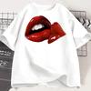 Rosa Glitzer Lippen Grafikdruck T-Shirt Unisex S Kleidung Luxuriöses Make-up T-Shirt Haut Frau Ästhetische Kleidung T-Shirt Großhandel