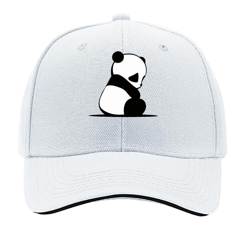 Cute Peeking Panda And Sitting Panda Illustration Sandwich Baseball Cap Sun Cap Outdoor Workouts Hat