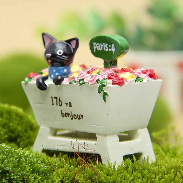 Small Fresh Black Cat Rose Garden Plant Pot Ornament For Home Office Gifts And