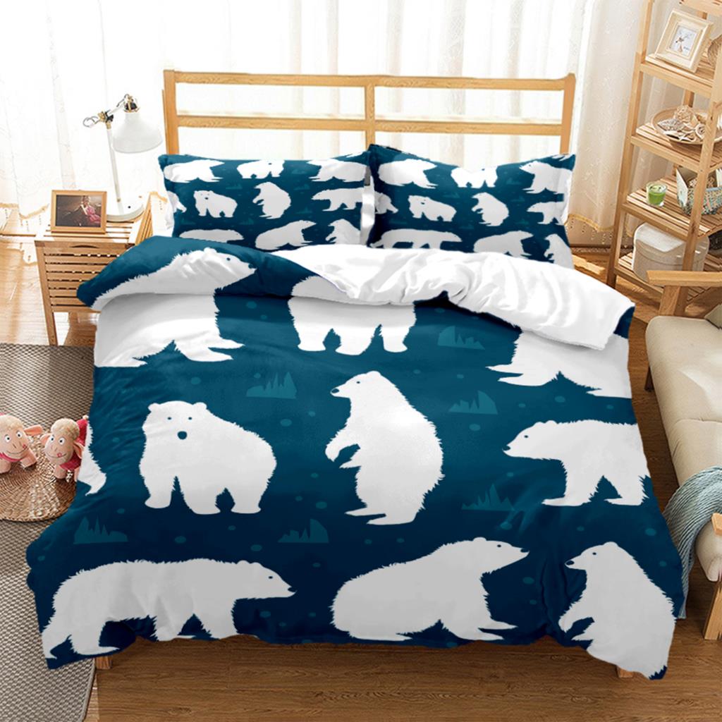 Cartoon Bear HD Printed Bedding Kit King Size Bedding Kit Girls Bed Twin Duvet Pillow Case Bedding Kit EU single(135x200cm)