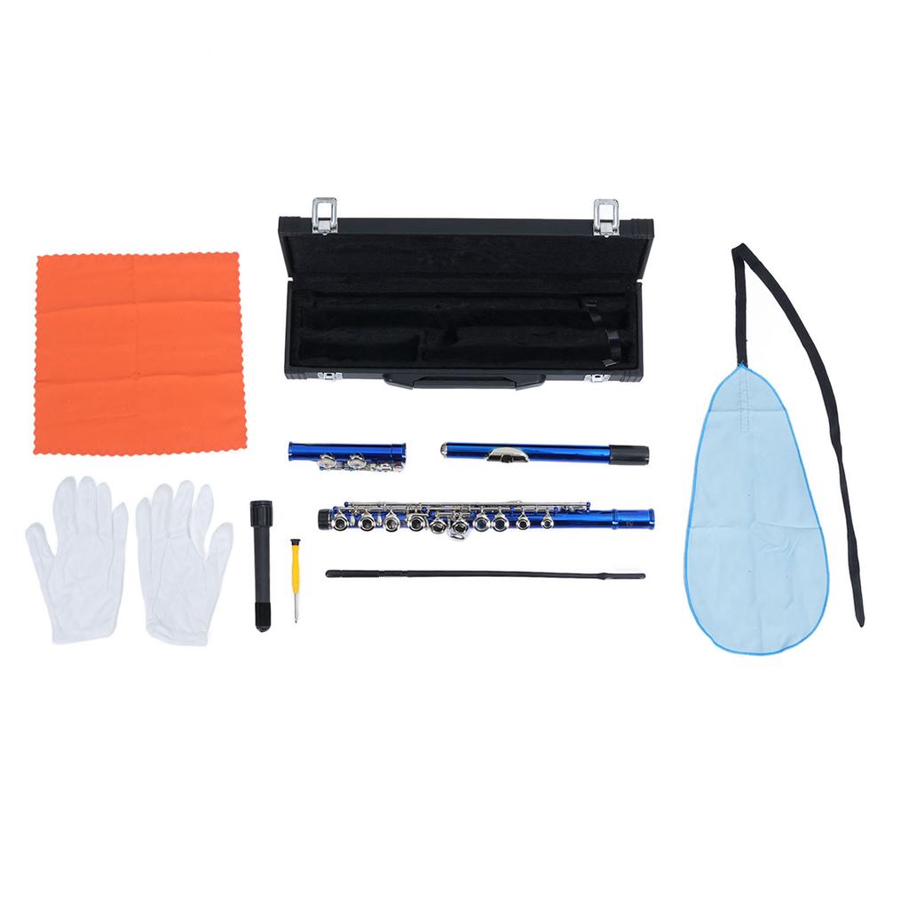 C Flute Cupronickel Bright Sound Beginner Students Closed Hole 16 Holes Flute with Cleaning Kit Portable Bag Gloves