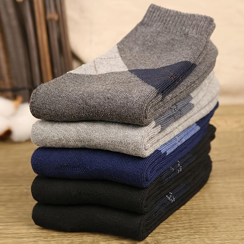 5 Pairs Men's Winter Thermal Socks Thick Warm Camel Design Ribbed Cuff Casual Comfort for Cold Weather Outdoor Activities , Winter Socks