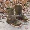 2022 Herbst Winter Europäisch Amerikanisch Übergröße Quaste Wadenmitte Flach Damen Lederstiefel