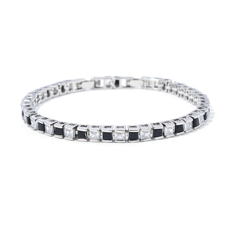 Princess Fang Gradually Changes Color Gemstone Rainbow Full Diamond Chain Plated with White Gold Colorful Blue Gemstone Zircon Fashionable