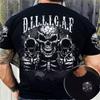 2026 New Summer Hot Sale Double Gun Skull Digital Printing Short Sleeve Boys Handsome Personality Crew Neck T-Shirt Top