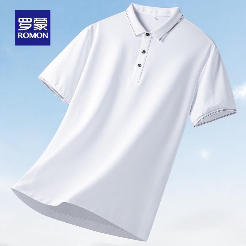Romon Men's Lightweight Silk Blend Antibacterial Polo T-Shirt