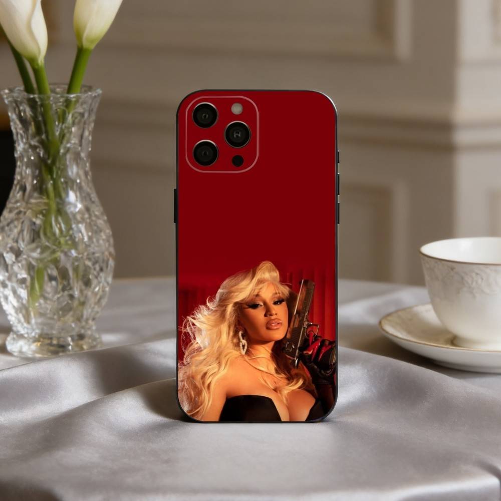 Confident C-Cardi B Singer Phone Case For iPhone 17pro,16,15,14,13,12,11 Plus,Pro Max,XS,Soft Silicone Black Cover