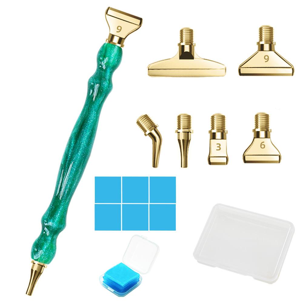 Glitter Resin Diamond Painting Pen Kit with 6 Metal Tips 6 Wax Blocks and Storage Box for 5D Diamond Art Rhinestone Crafts and DIY Projects
