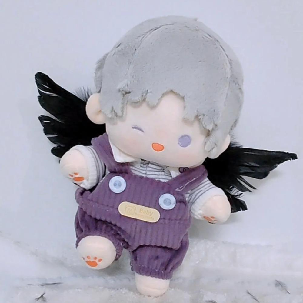 1 set Striped T-shirt 20cm Cotton Doll Clothes Strap Pants Plush Doll Clothes Doll Accessories