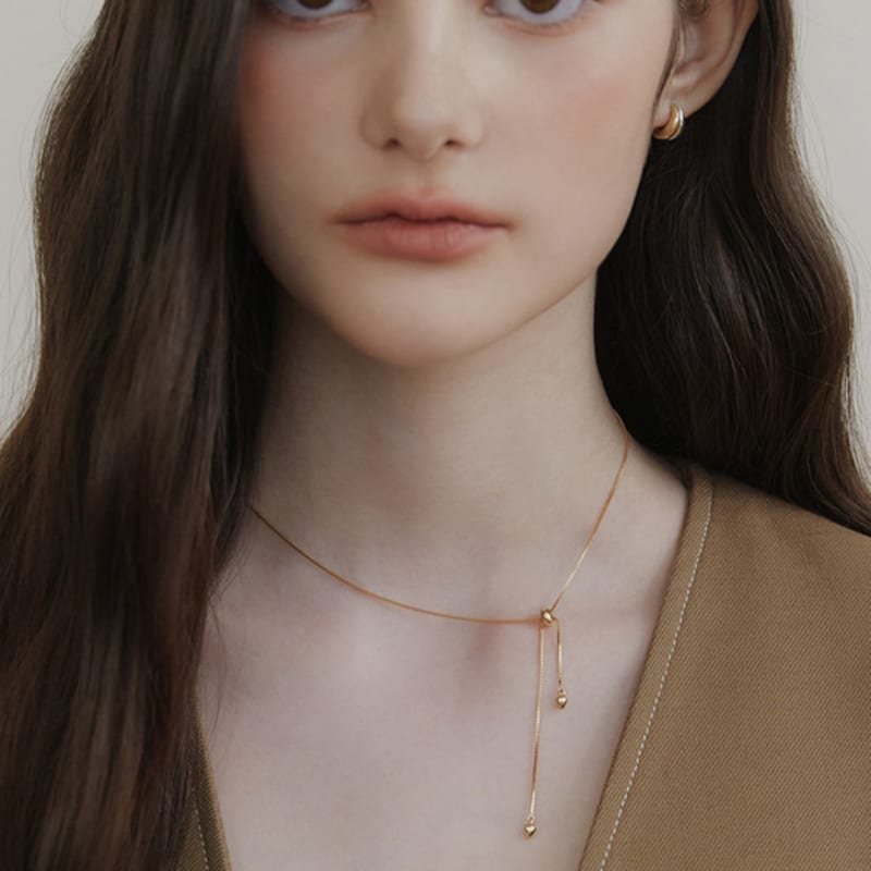 Tatiana (925 Silver) Heart Tail Drop Tie Necklace NZ2431