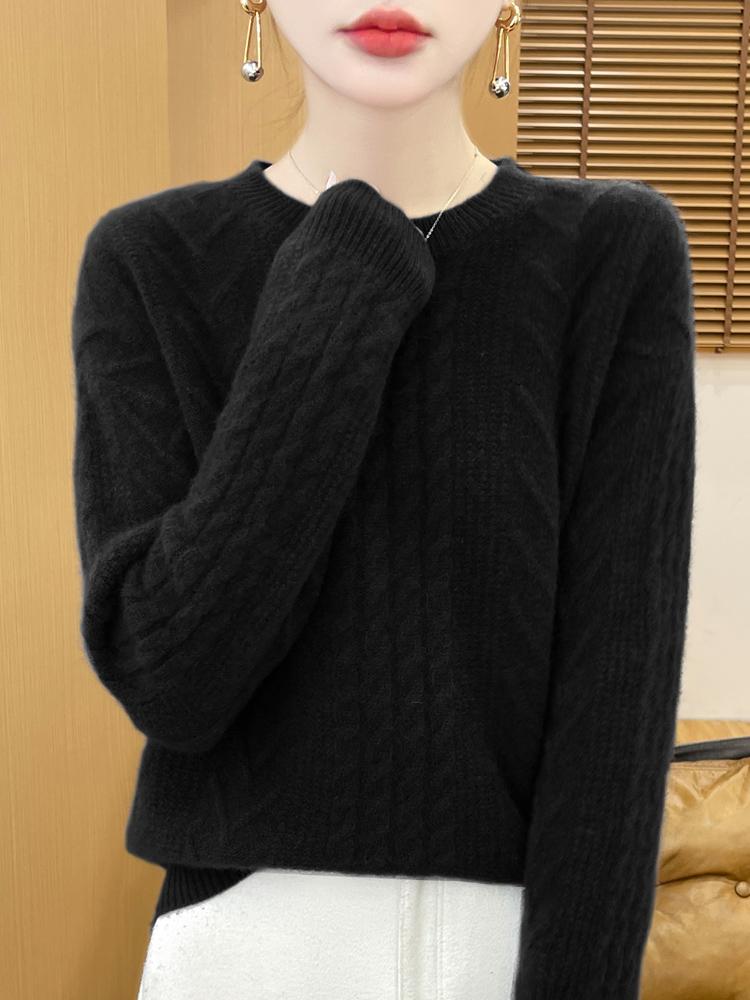 Women's Cashmere Sweater Qinghe Cashmere 30% Cashmere 70% Wool Autumn and Winter Cashmere Pullover Soft and Warm