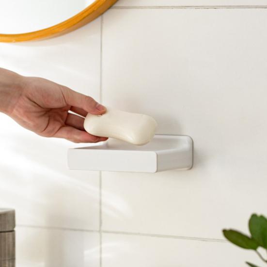 Self-draining Soap Dish with Drawer-Type Drip Tray Wall-Mounted Bar Soap Holder for Shower Bathroom Bathtub Kitchen Sink