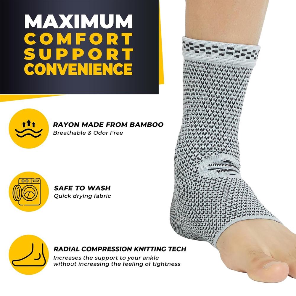 2Pcs Ankle Brace Compression Sleeve - Plantar Fasciitis Sock.Relieves Achilles Tendonitis. Foot Arch Support Reduces Joint Pain