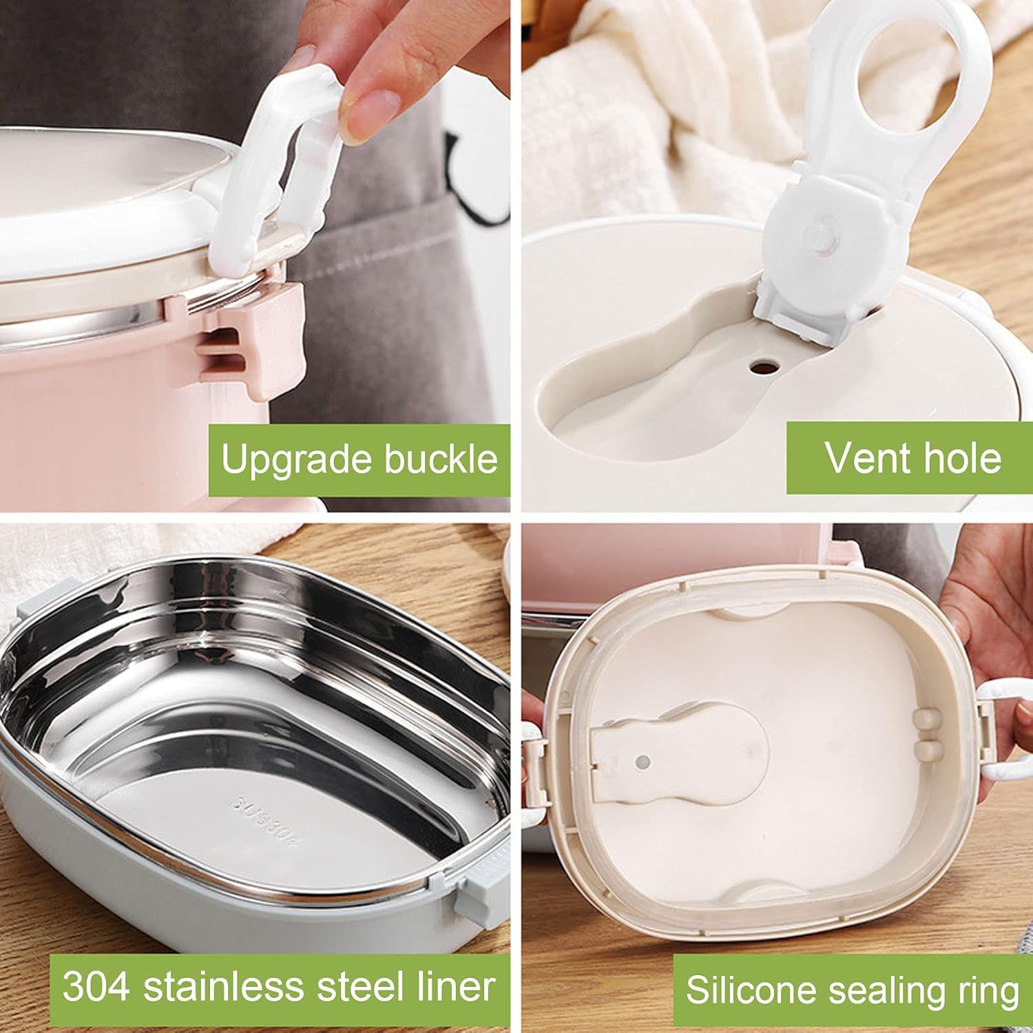 

Niiyen 2 Layers Lunch Box 1800ml Food Lunch Containers Portable Stackable 304 Stainless Steel Adult Bento Lunch Box Food Storage Box for School