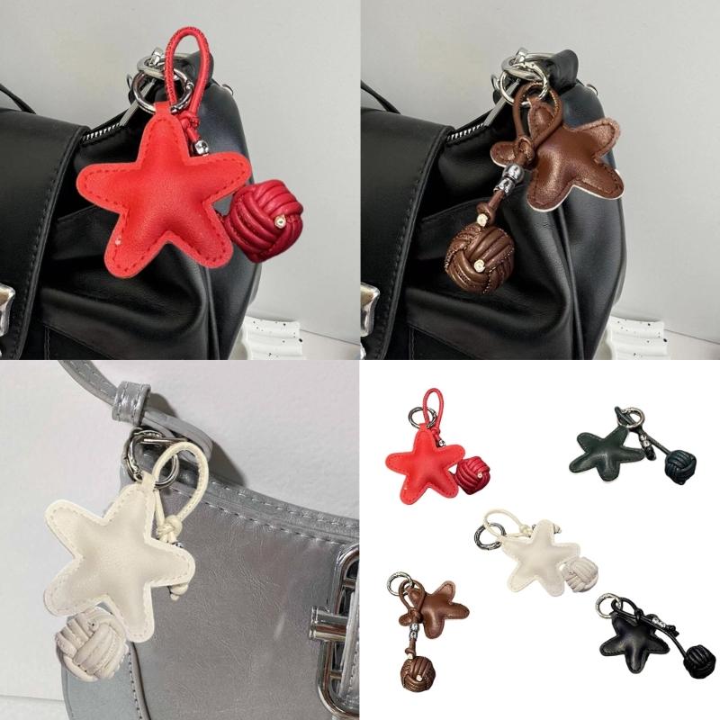 Handcraft Star Shape Keychain Accessory Hanging Pendant Stylish Faux Leather Designing Keyring for Bags and Keys