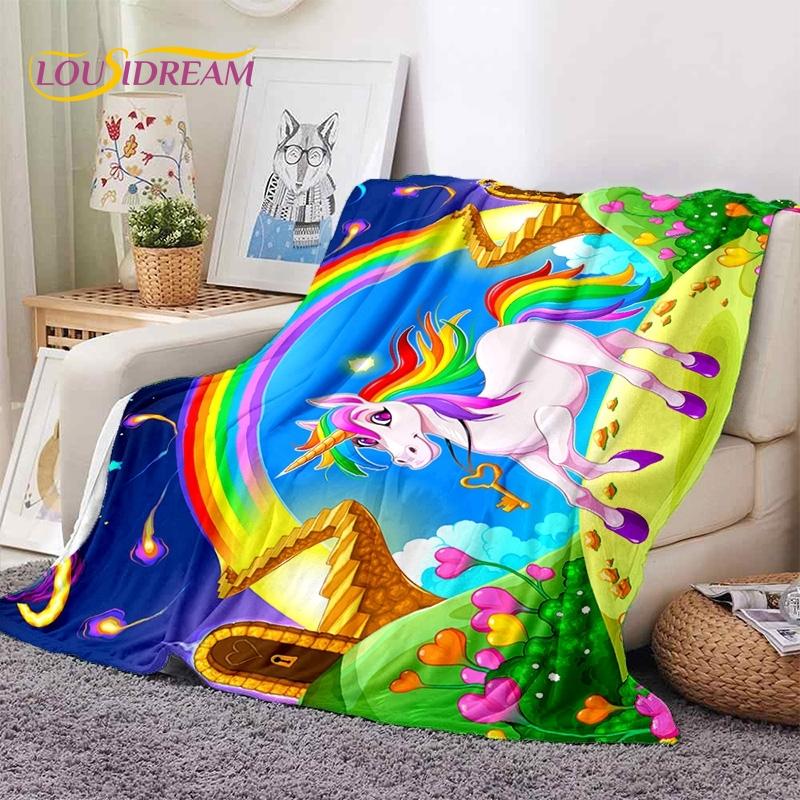 3D Cute Dream Unicorn Cartoon Girl  Soft Blankets,Keep Warm Throw Blanket Comfortable Blanket for Picnic Beds Sofa Home Bedroom