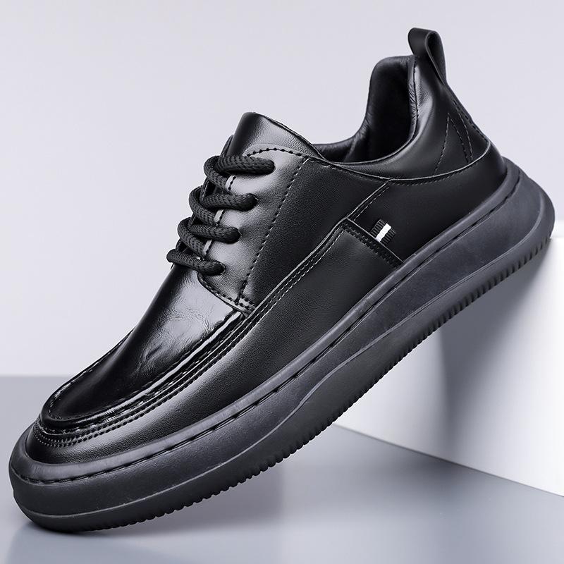 

Новая мужская обувь для бизнеса Осень Мягкая подошва Легкая Нескользящая Повседневная кожаная обувь Мужские Дышащие Британские мужские кроссовки 38 чёрный