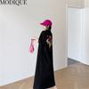MODIQUE Summer Plus Size New Women Loose A-Line Printing Solid Color Long Dresses Elegant Lady Casual Cotton POLO Short Sleeve Skirt