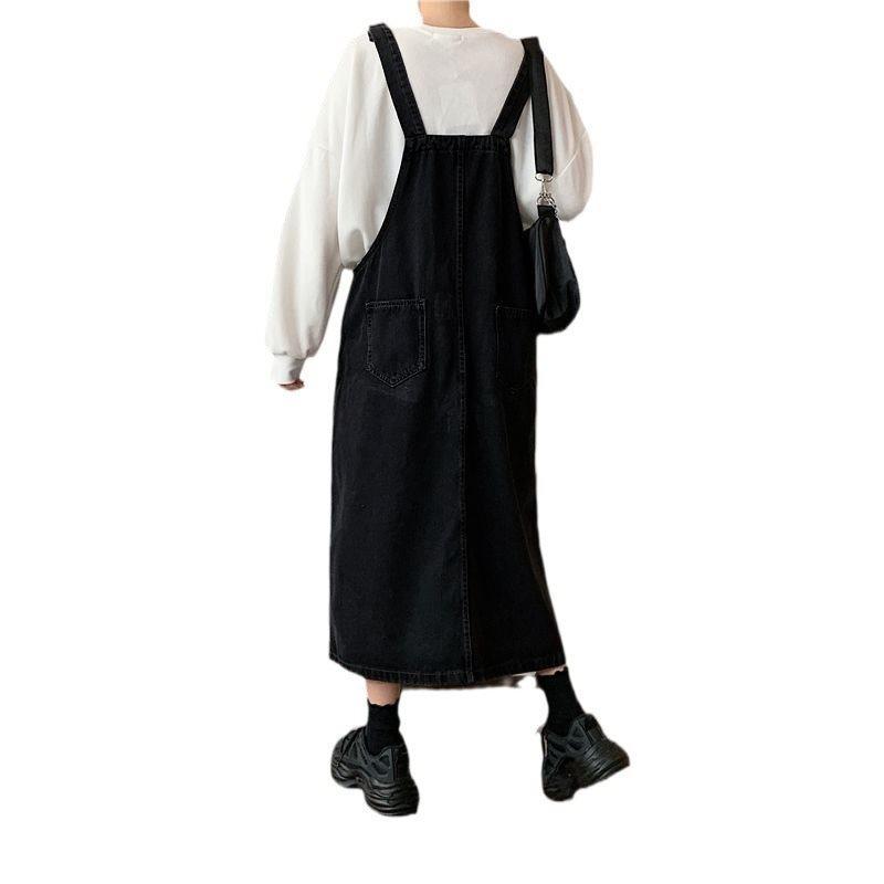 Klassischer Denim-Latzrock für Damen mit dehnbarem Stoff für Freizeitkleidung