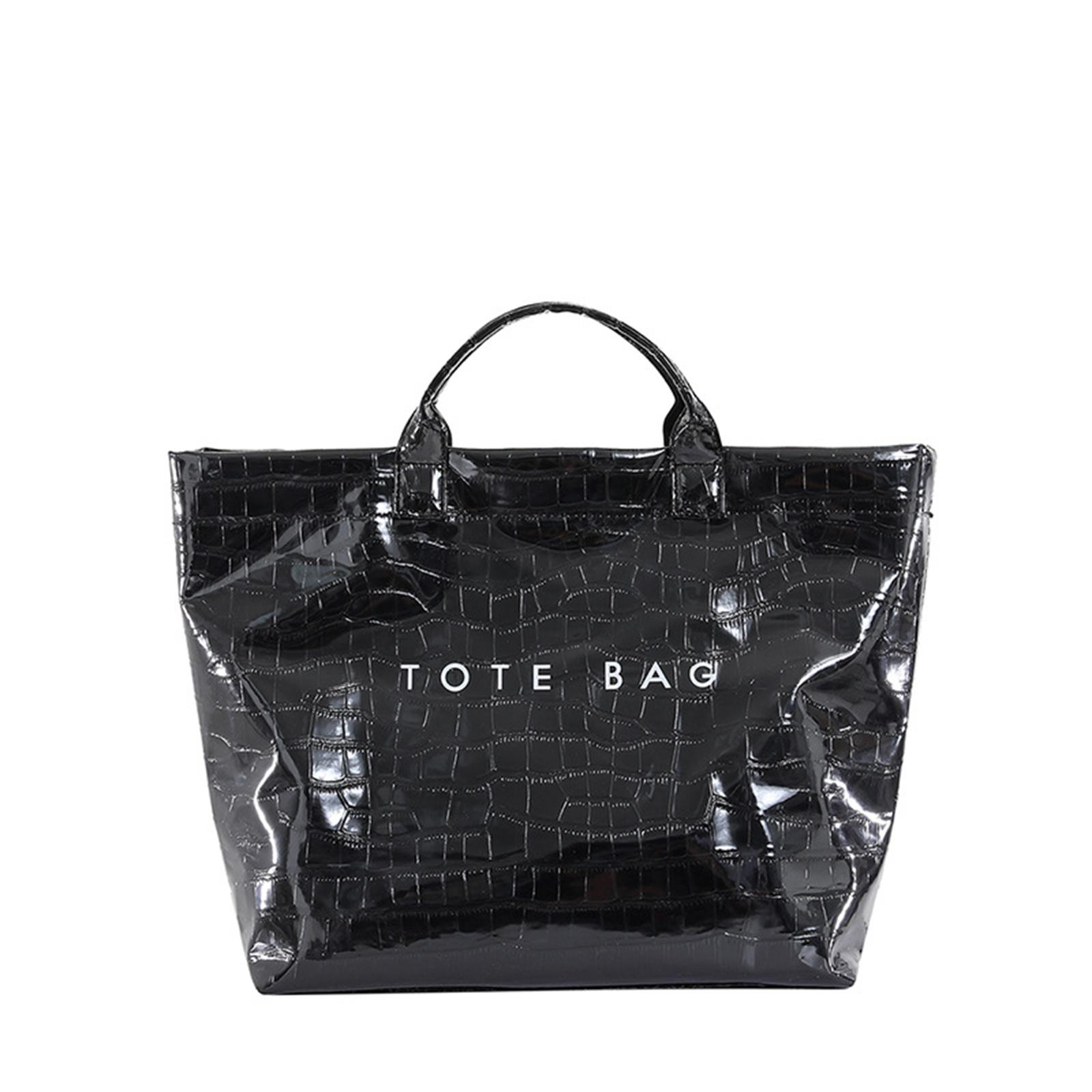 

Ladies shiny letter tote bag in jelly color, large capacity, fashionable and versatile handbag One Size чёрный