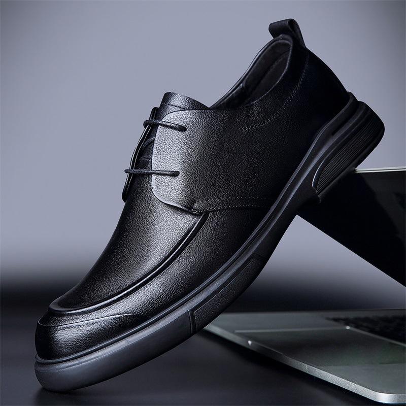 2025 leather shoes summer men's leather high sense derby shoes first layer cowhide breathable hollow leather shoes business leisure trend