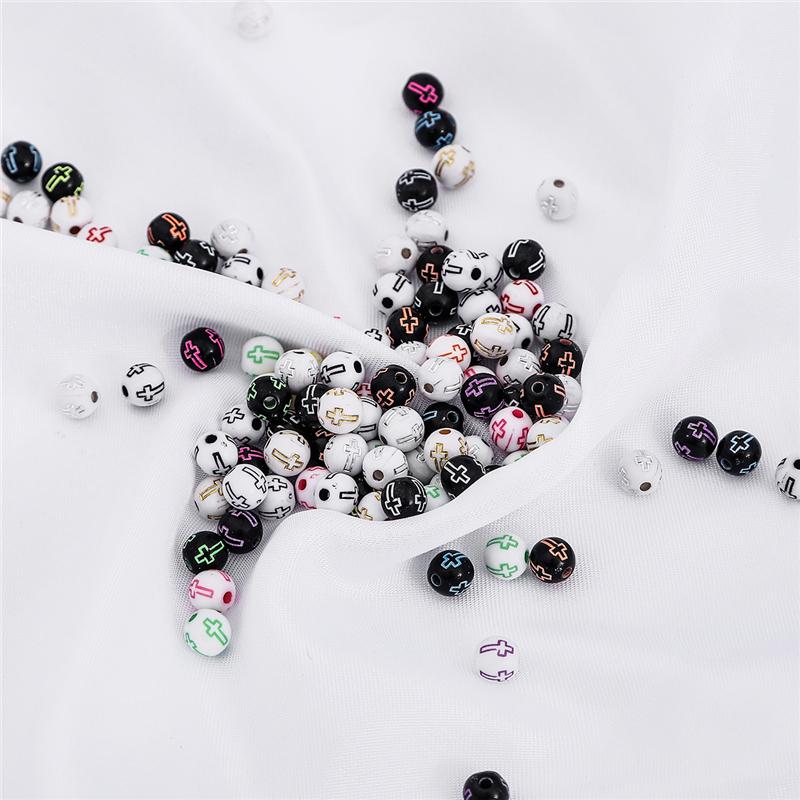 

500g Acrylic Beads Cross Pattern Beads Loose Spacer Beads for Jewelry Making 8mm 500g