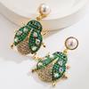 Digadagu Metal Rhinestone Ladybug Dangle Earrings New Women's Exaggerated Elegant Earrings Zircon Accessories
