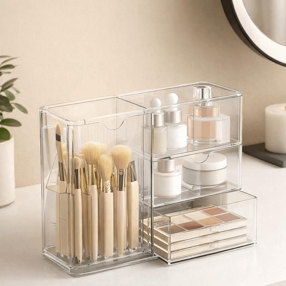 Transparent Cosmetic Storage Box Large Capacity Makeup Storage Container  for Home