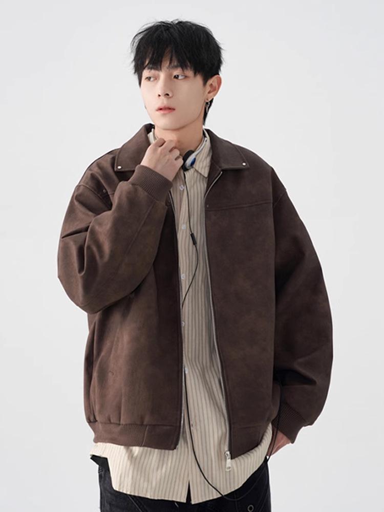 Unisex American Retro Maelard Jacket: Spring/Autumn Turn-Down Collar Motorcycle Leather Coat with Rivets.