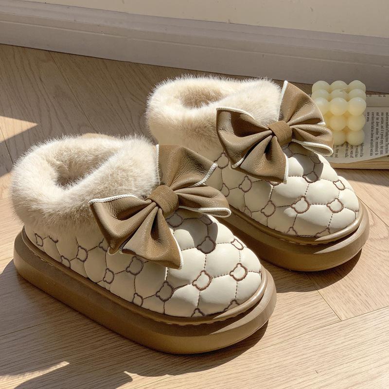 2023 Trendy Women's Waterproof Winter Cotton Slippers with Closed-Back Design