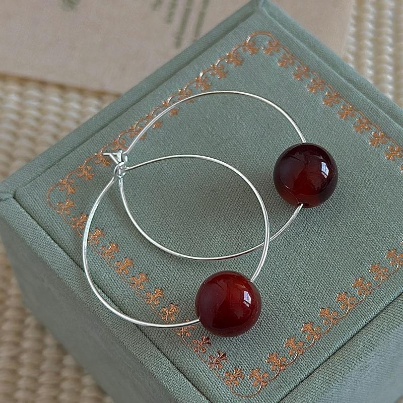 Design Sense Retro Bead Earrings Style Simple Fashionable Ear Jewelry