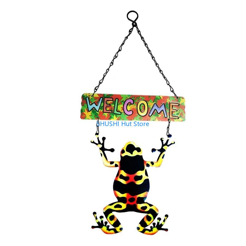 

Metal Welcome Sign for Rustic Farmhouse Decorations for Frog Wall Hanging Signs for Front Door Porch Indoor Outdoor Garden D57B