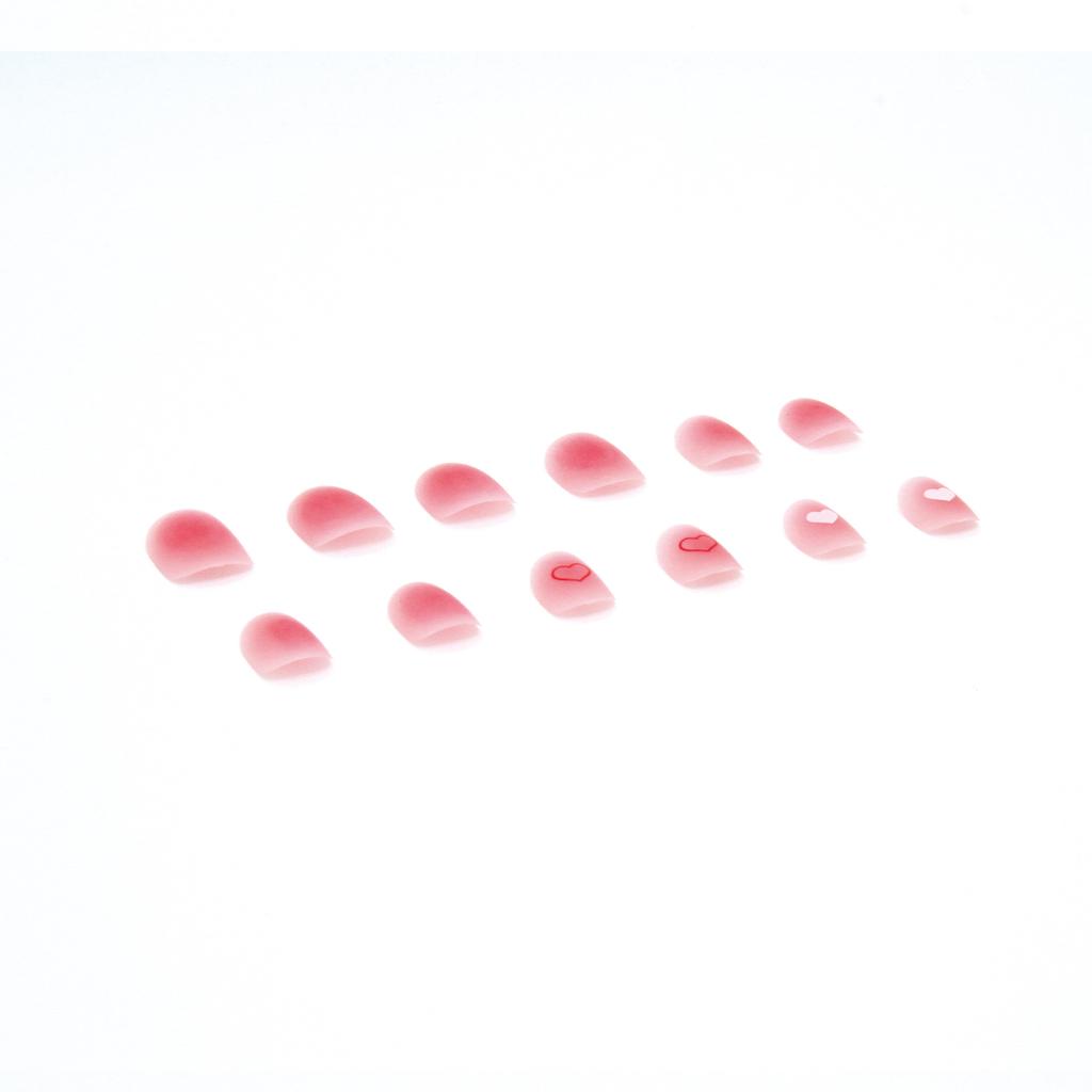 Artificial Nails Wearable Patch Frosted Love White Peach Blush Smudged Fake Nails