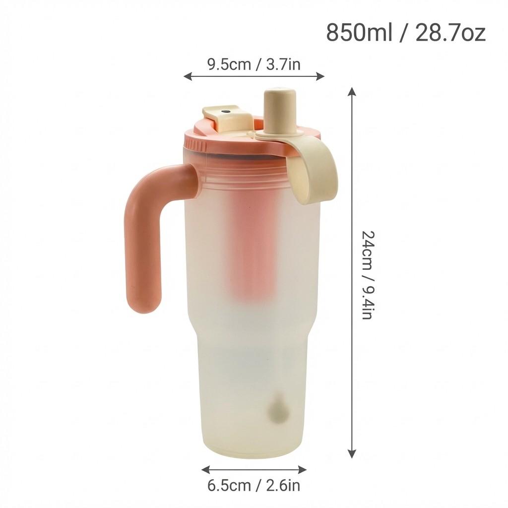 Transparent Plastic Water Bottle With Straw&Strainer Travel Sport Portable Drinking Bottle Large Capacity Heat-resistant Tumbler